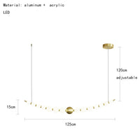 Luminaire de suspension LED en laiton avec fil réglable et abat-jour rond