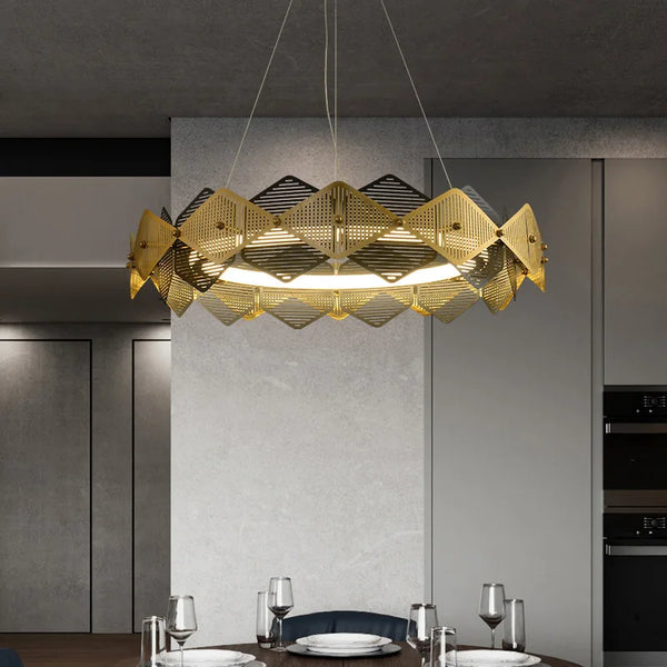 Lustre post-moderne en acier inoxydable avec lampe LED minimalist italienne.