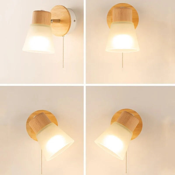 Applique murale LED design en bois et verre