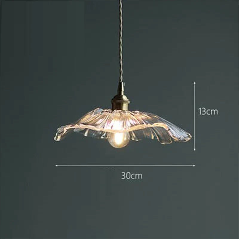 Suspension rétro en laiton et verre, forme de fleur - Décoration Maison Chic