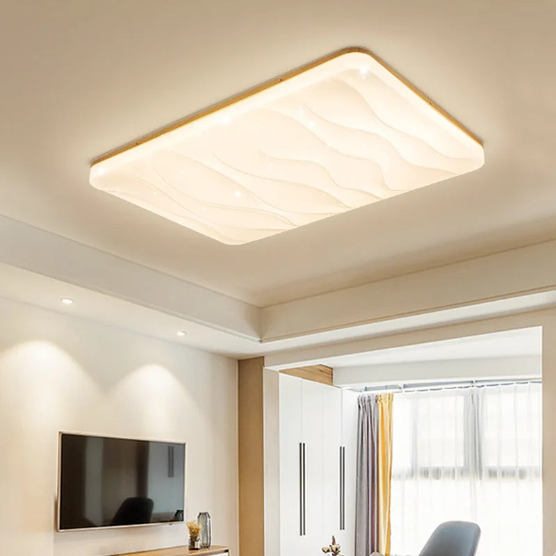 Plafonnier LED Carré Moderne en Bois pour Intérieur - Style Épuré