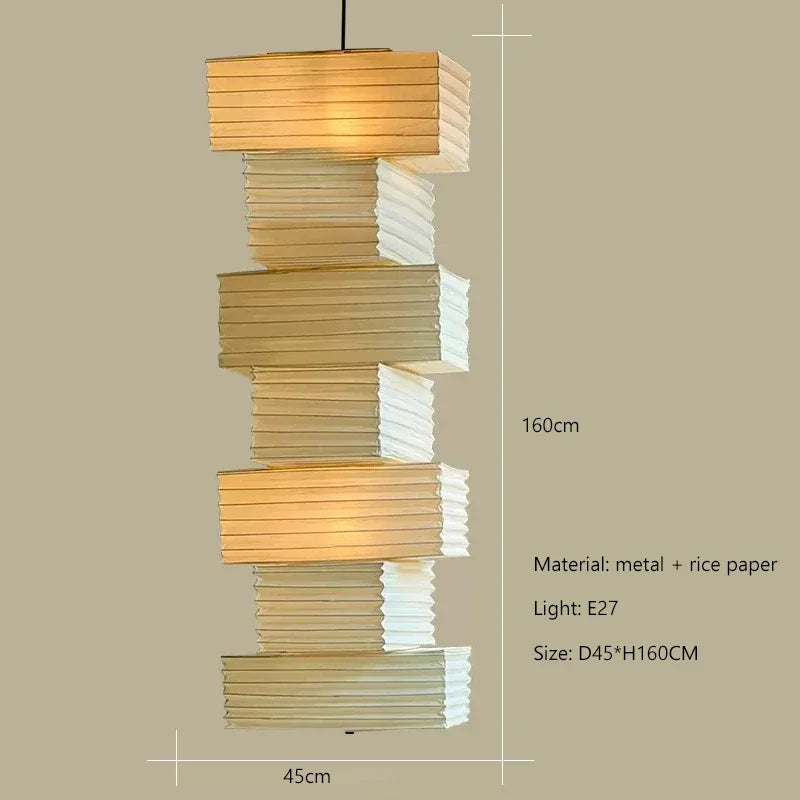 Lustre Nordique Wabi Sabi Vent Papier de Riz Suspension LED Lumières