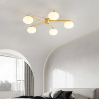Galet Crème Suspension Luminaire LED en Verre Français Cuivre - Édition Luxe