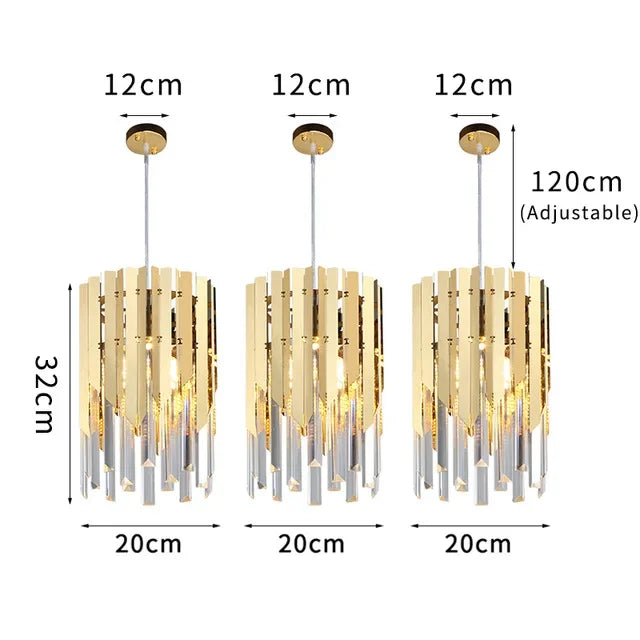 Plafonnier de luxe en cristal 20cm - Lumière ronde Or Chrome LED pour décoration intérieure