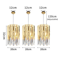 Plafonnier de luxe en cristal 20cm - Lumière ronde Or Chrome LED pour décoration intérieure