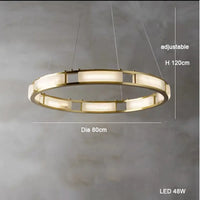 Lustre rond LED en marbre post-moderne avec intensité ajustable