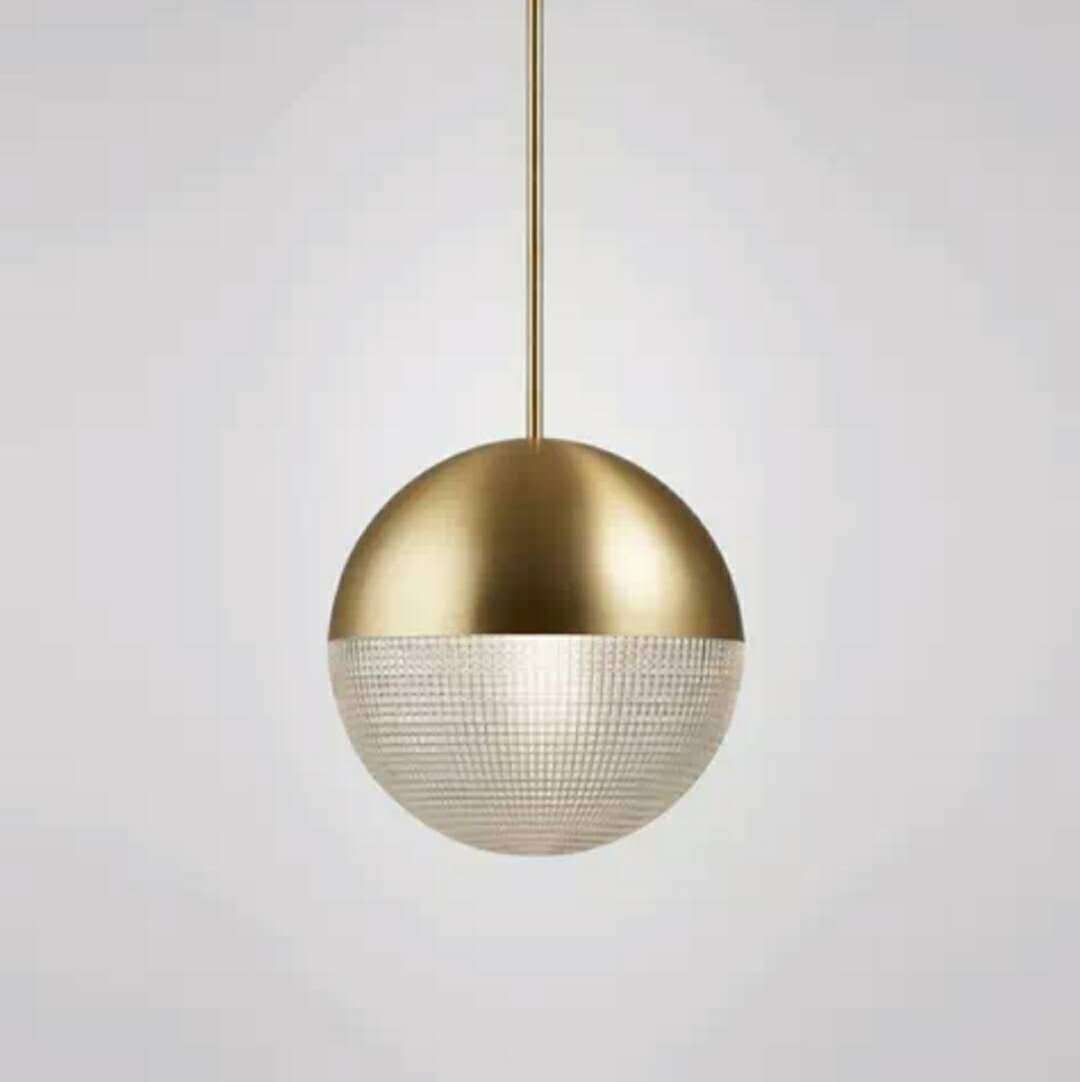 Suspension design en verre et métal : Boule Reed