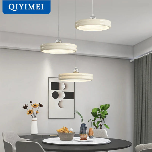 Suspension de luxe moderne dimmable avec abat-jour circulaire en fer - Collection Élégance contemporaine