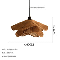 Suspension Nordique Chanvre E27 LED - Style Japonais pour Salle à Manger ou Chambre