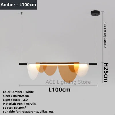 Lustre moderne nordique en acrylique et verre coloré LED