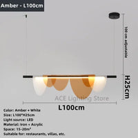 Lustre moderne nordique en acrylique et verre coloré LED