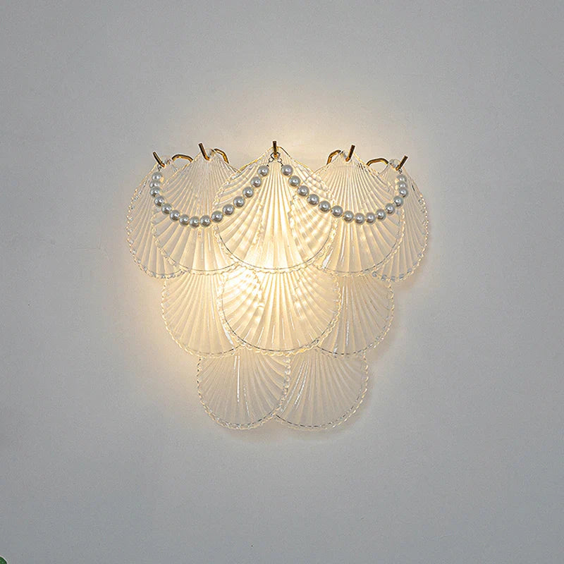 Applique Murale LED Design en Verre - Collection Perle Plume Feuille Coquille Soleil Fleur