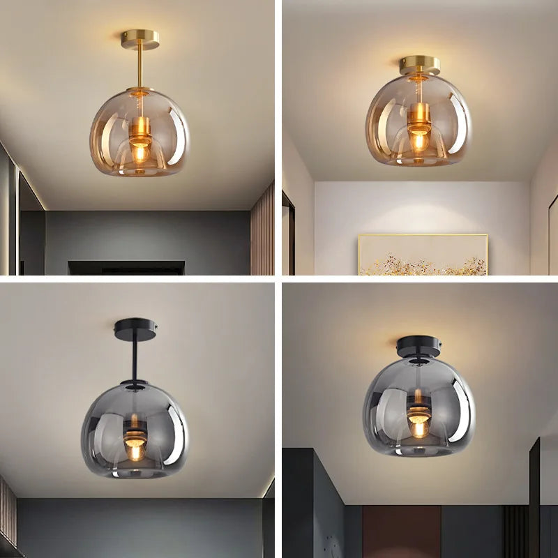 Plafonnier de Luxe en Verre Fumé Ambre Gris