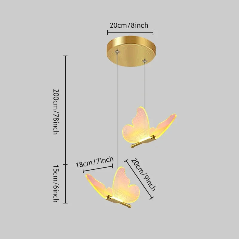 Suspension LED papillon en acrylique au design contemporain