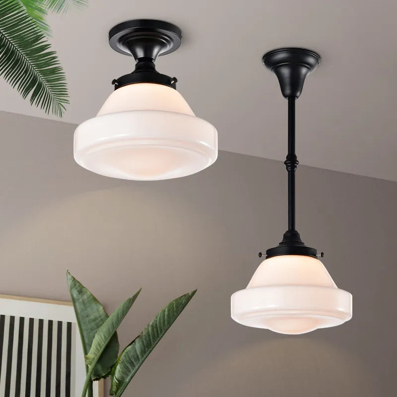 Plafonnier Vintage Loft Industriel en Verre Noir