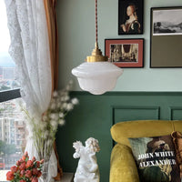 Suspension LED verre blanc.