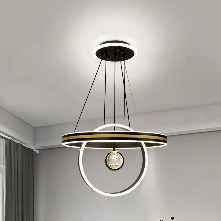 Lustre circulaire de luxe en cristal pour restaurant Prestige Élan.