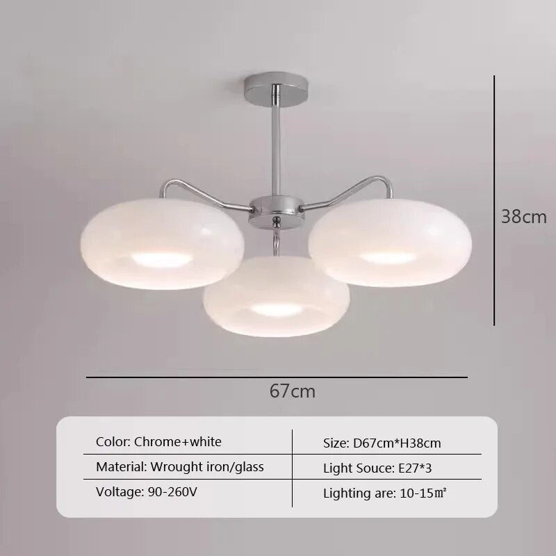 Lustre Antique en Verre et Laiton Orange Medieval