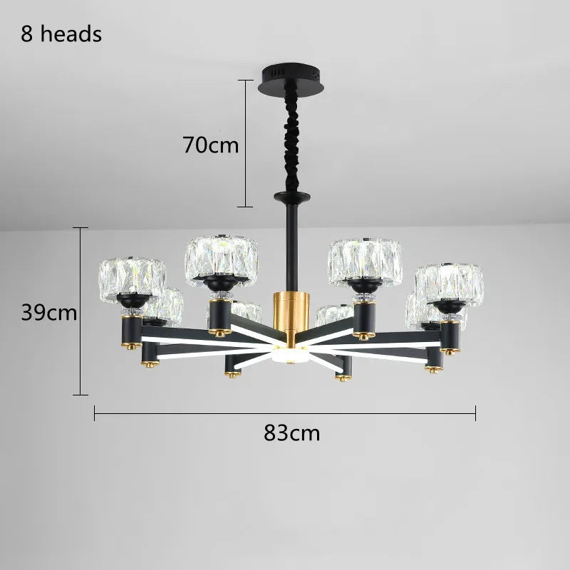 Lustre Nordique Luxe en Cristal Or et Noir