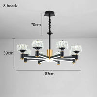 Lustre Nordique Luxe en Cristal Or et Noir