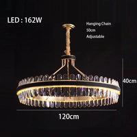 Lustre en cuir LED Cristal Luxueux Rond Suspendu Moderne - Élégance Brillante