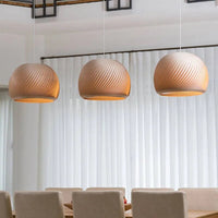 Suspension LED en bois naturel