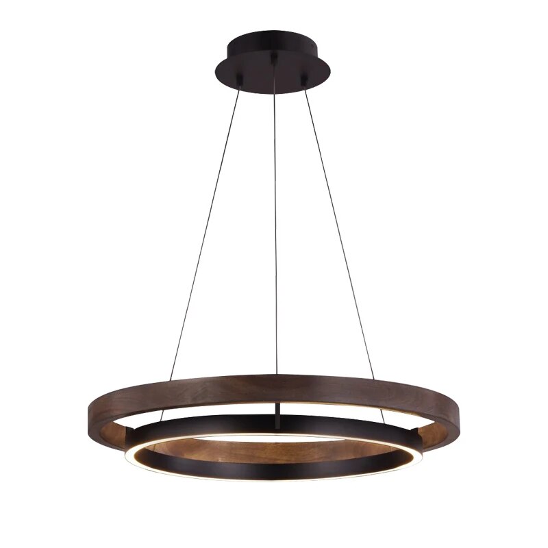 Lustre Nordique Bois Antique - Éclairage en Anneau