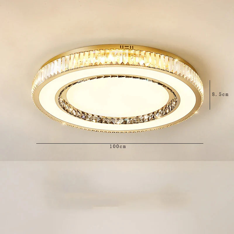 Lustre de Luxe Moderne en Verre de Cristal LED Rond - Collection Prestige