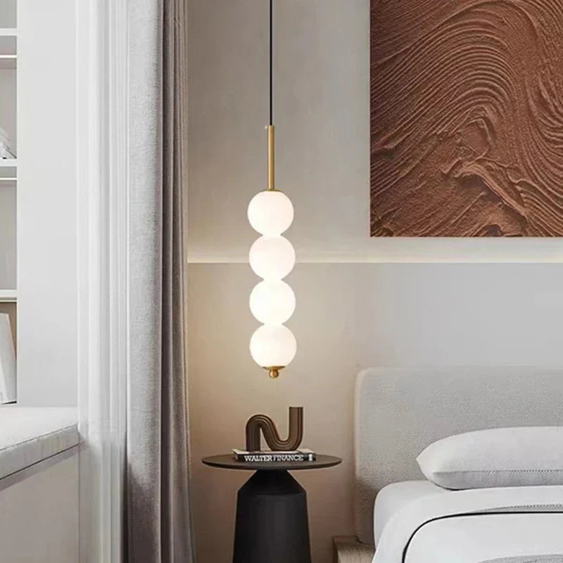 Suspension design boules en verre nordique LED cuivre Vent Gourde Décoration