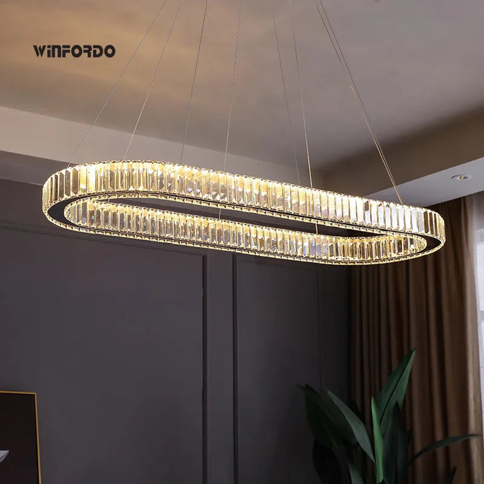 Suspension ovale en cristal de luxe - Collection Prestige