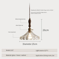 Suspension luminaire nordique en bois, verre et laiton - Style rustique moderne