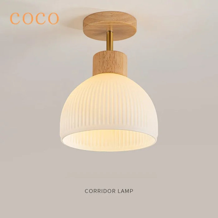 Plafonnier LED Nordico en Bois et Verre