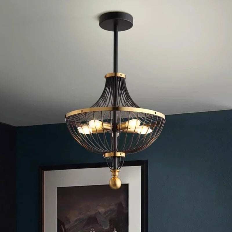 Lustre Rétro LED en Fer pour une Décoration Américaine Élégante