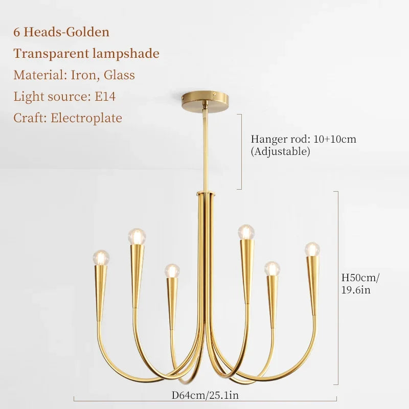 Lustre de Luxe à LED Style Français Doré