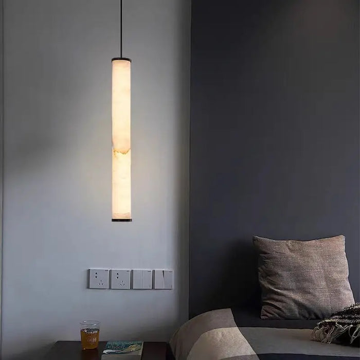 Lustre Collection Prestige en Marbre Naturel et Laiton Noir avec Cordon Réglable