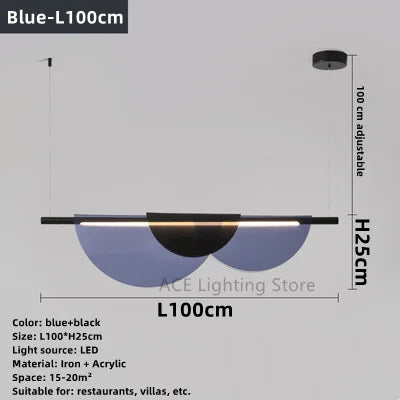 Lustre moderne nordique en acrylique et verre coloré LED