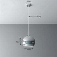Plafonnier nordique argenté Globe boule miroir, lampe suspendue en fer
