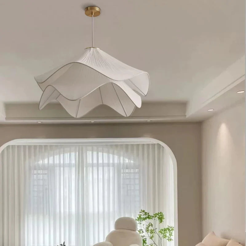 Suspension LED en tissu de Style Scandinave Minimaliste Crème