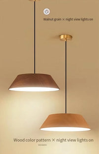 Lustre LED nordique en bois de noyer pour salle à manger et barre Wabi Sabi Art café table suspension