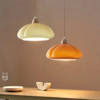 Suspension "Citrouille Lumineuse" en Verre LED Style Japonais Vintage en Bois