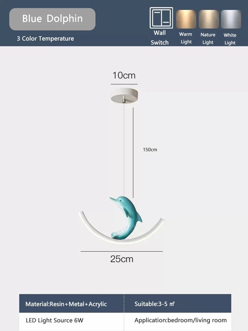 Suspension LED Enfant Chambre Animaux Marins