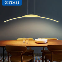 Lustre Long LED Minimaliste Éclat Moderne avec Hauteur Réglable