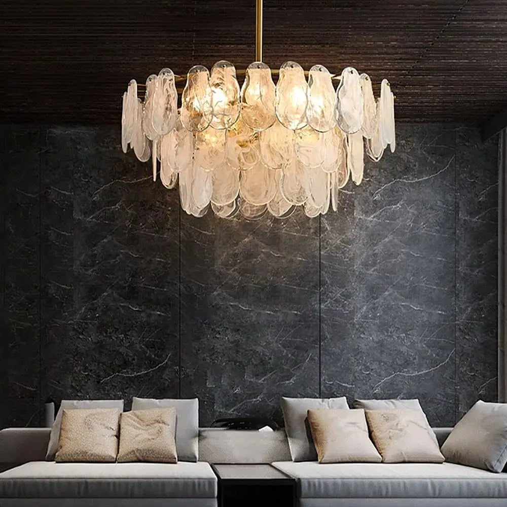 Lustre Nordique de Luxe en Métal avec Cristaux LED Suspendu - Collection Prestige