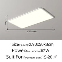 Plafonnier LED Ultra-mince Rectangulaire Minimaliste Scandinave Moderne en Acrylique