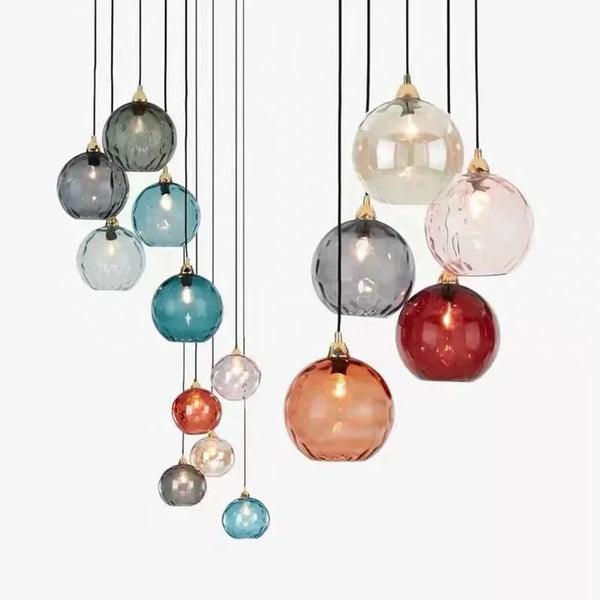 Lustre Boule de Verre Moderne Nordique à Grain d'Eau