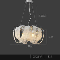 Lustre Nordique Moderne en Cristal avec LED et Glands Lumineux