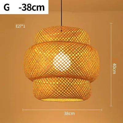 Suspension LED en rotin artisanale ronde, chapeau de paille en bambou style vintage pastoral