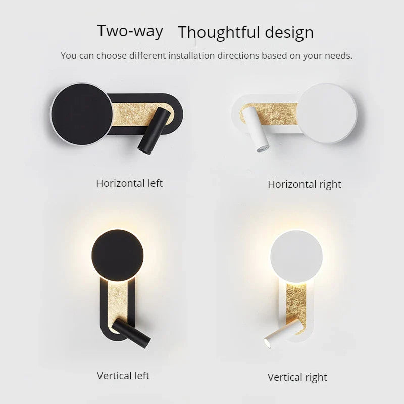 Applique Murale LED Rotative Nordique Moderne Avec Interrupteur