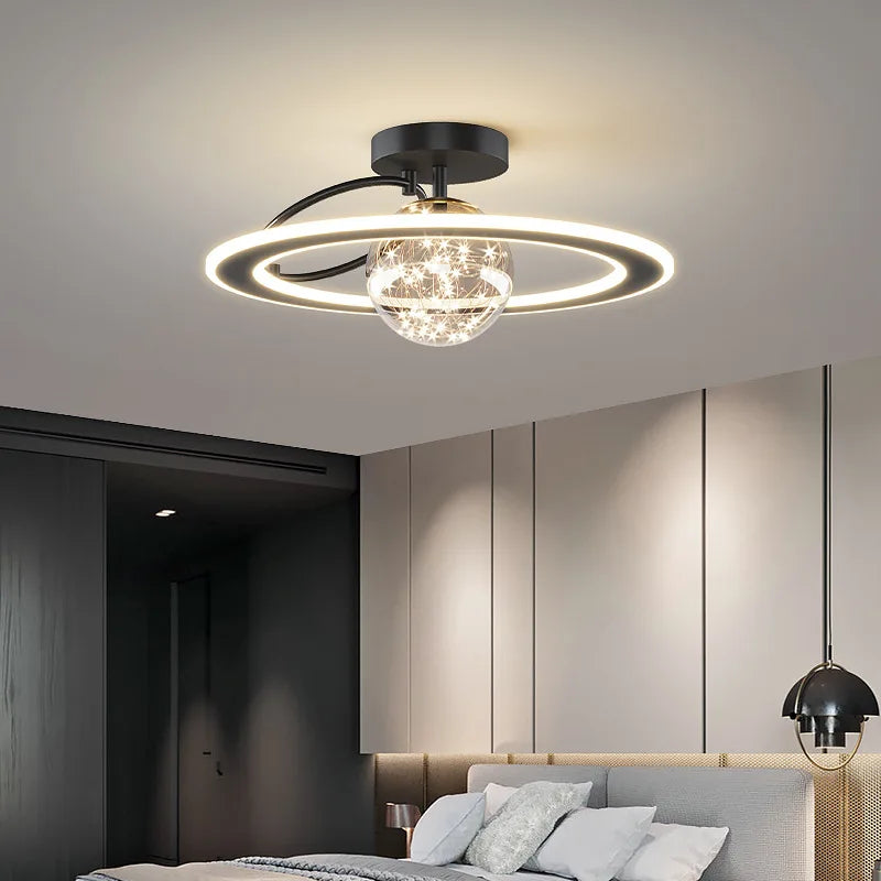 Plafonnier Doré de Luxe à LED Moderne Boule de Verre