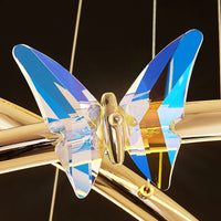 Lustre LED Papillon en Anneau d'Or pour Déco Loft